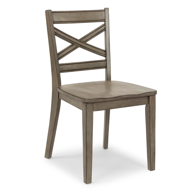 Homestyles Mountain Lodge Wood Dining Chair Pair in Gray