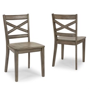 Homestyles Mountain Lodge Wood Dining Chair Pair in Gray
