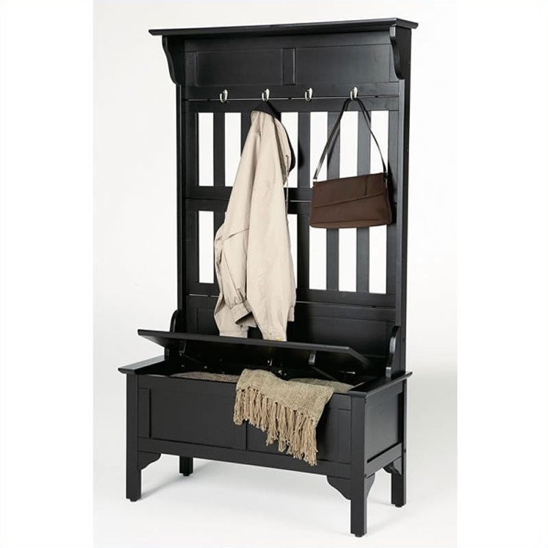 Hall Tree And Storage Bench In Black 5650 49