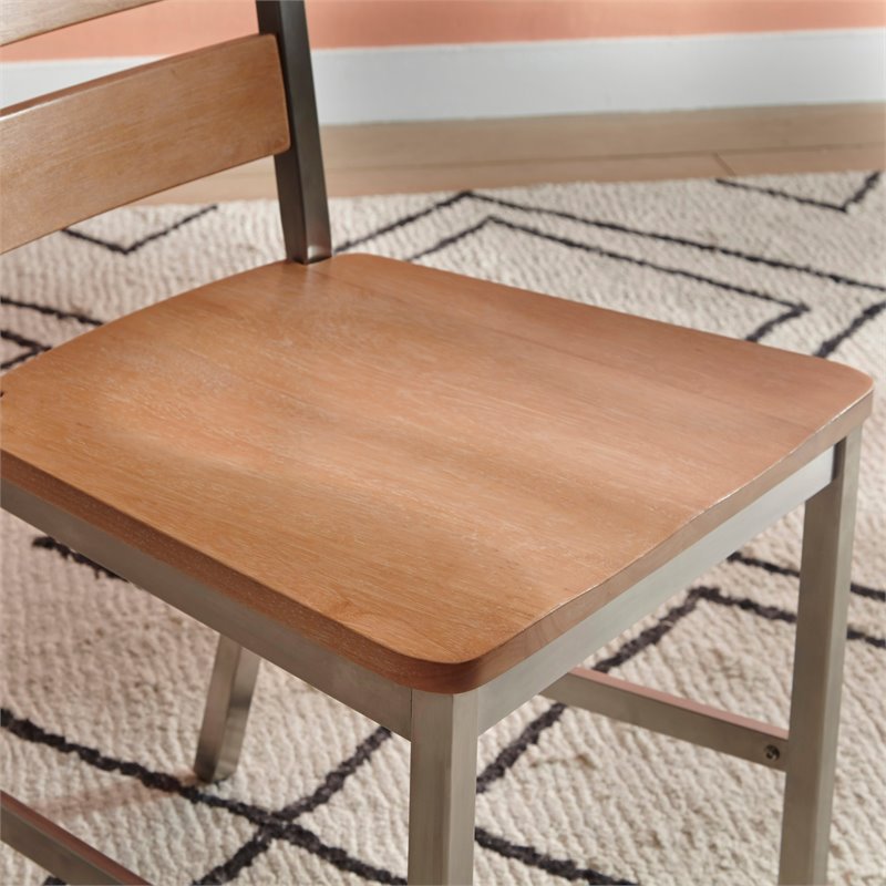 Homestyles Sheffield Wood Dining Chair Pair in Brown