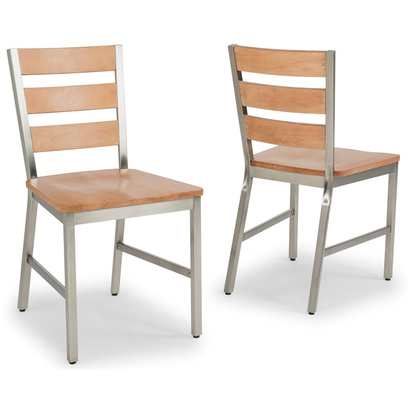 Homestyles Sheffield Wood Dining Chair Pair in Brown