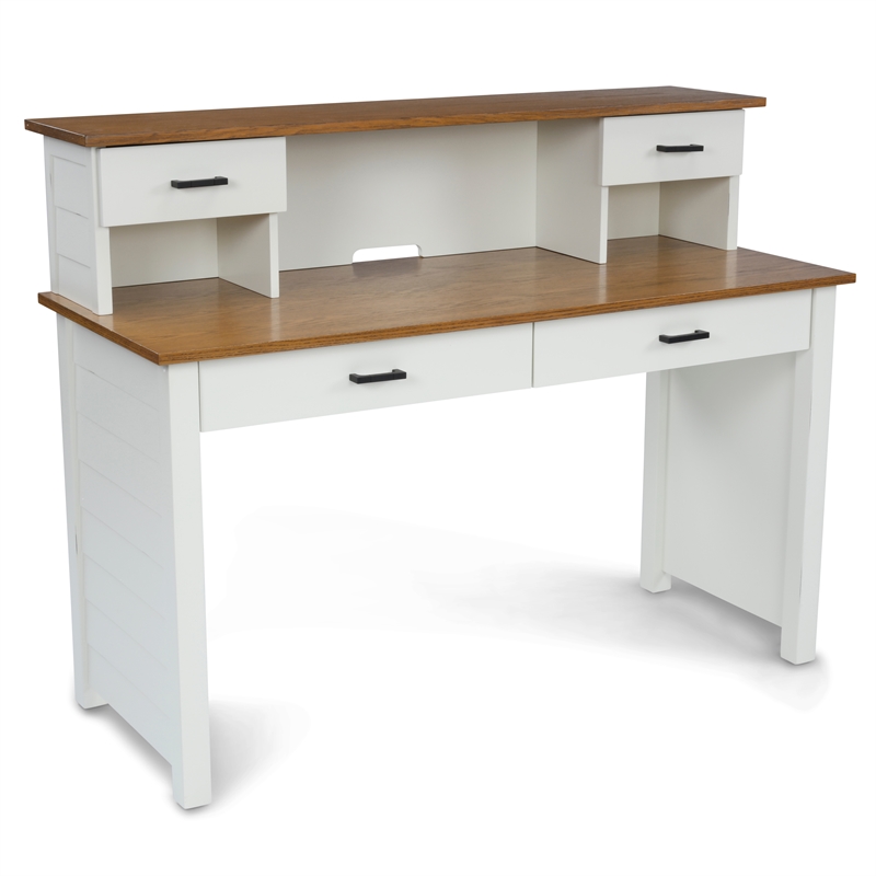 Portsmouth White Wood Desk With Hutch, White Desk With File Drawer And Hutch