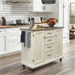 Homestyles Seaside Lodge Wood Kitchen Cart with Stainless Steel Top in Off White