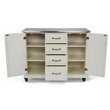 Homestyles Seaside Lodge Wood Kitchen Cart with Stainless Steel Top in Off White
