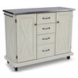 Homestyles Seaside Lodge Wood Kitchen Cart with Stainless Steel Top in Off White