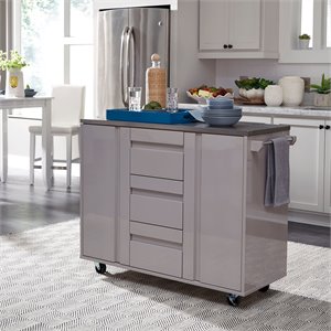 homestyles linear gray wood kitchen cart