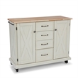 Homestyles Seaside Lodge Wood Kitchen Cart in Off White