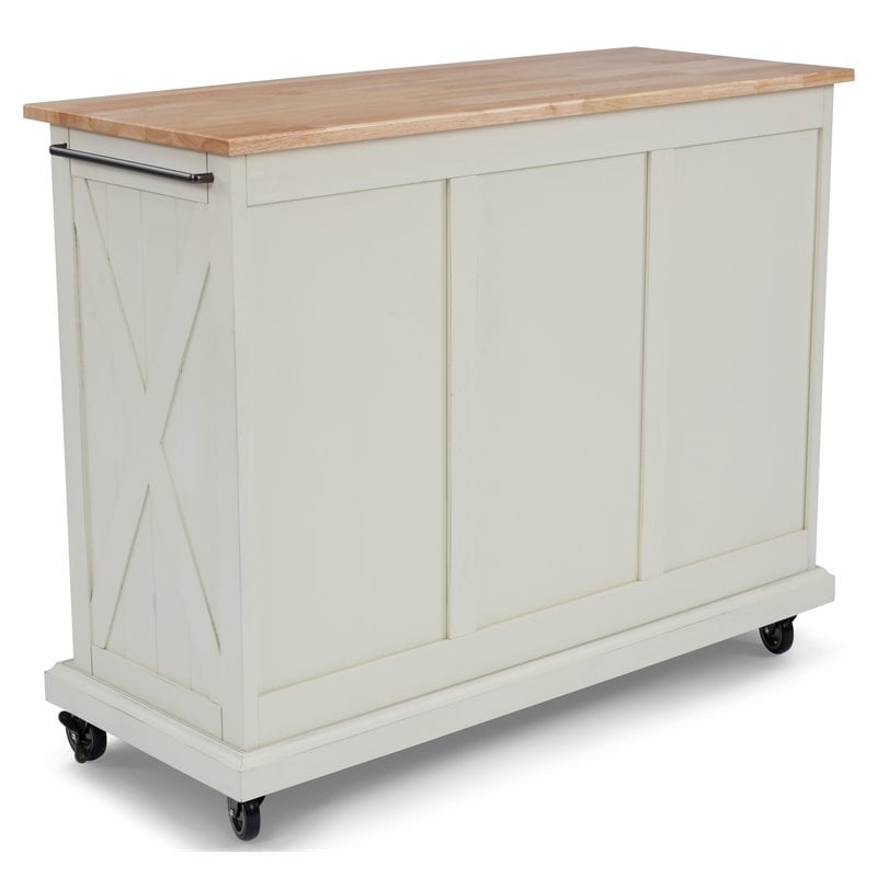 Homestyles Seaside Lodge Wood Kitchen Cart in Off White