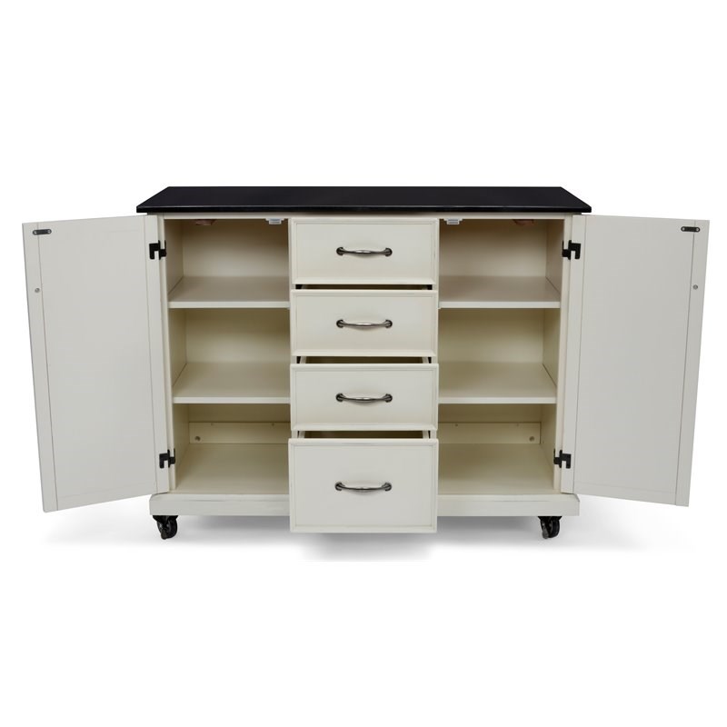Homestyles Seaside Lodge Wood Kitchen Cart in Off White
