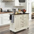 Homestyles Seaside Lodge Wood Kitchen Cart in Off White