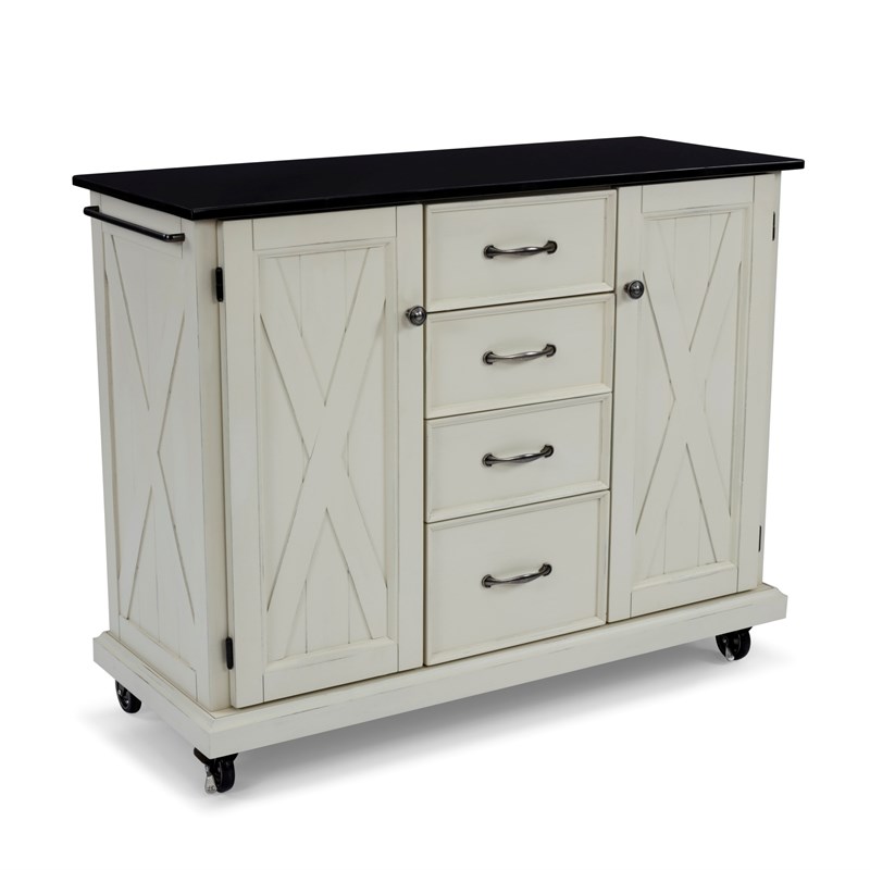 Homestyles Seaside Lodge Wood Kitchen Cart in Off White