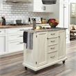 Homestyles Seaside Lodge Wood Kitchen Cart in Off White