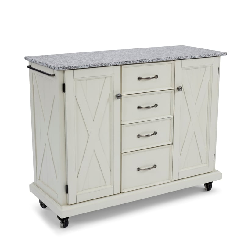 Homestyles Seaside Lodge Wood Kitchen Cart in Off White