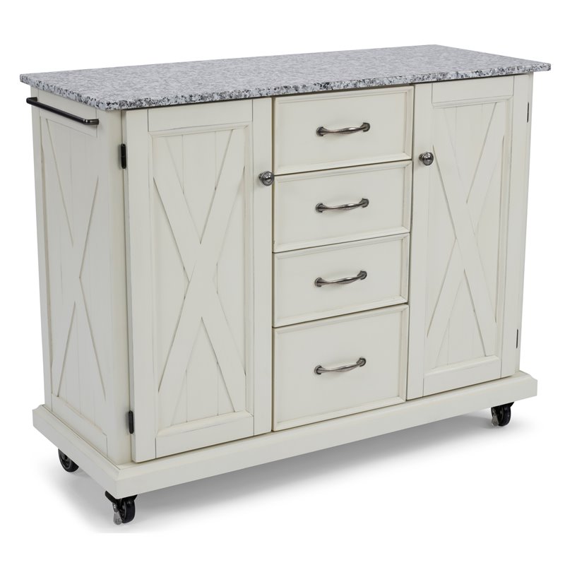 Homestyles Seaside Lodge Wood Kitchen Cart in Off White