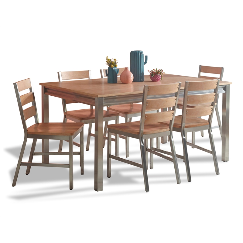 Homestyles Sheffield Wood 7-Piece Dining Set in Natural/White Washed