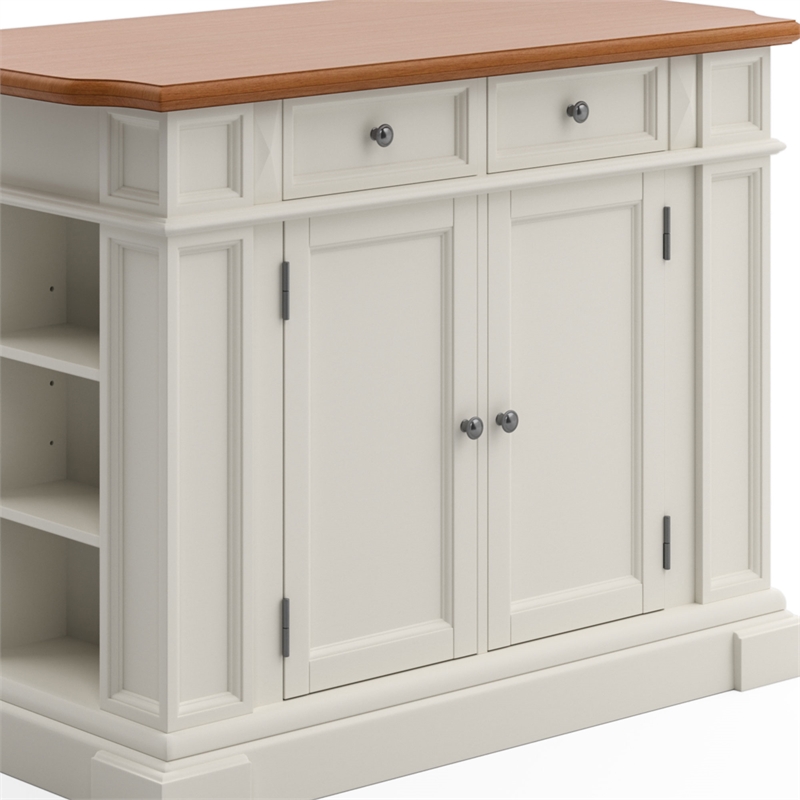 Homestyles Americana Wood Kitchen Island in Off White