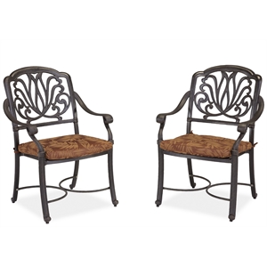 Homestyles Capri Aluminum Outdoor Chair Pair in Charcoal