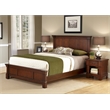 Homestyles Aspen Wood Queen Bed and Nightstand in Brown