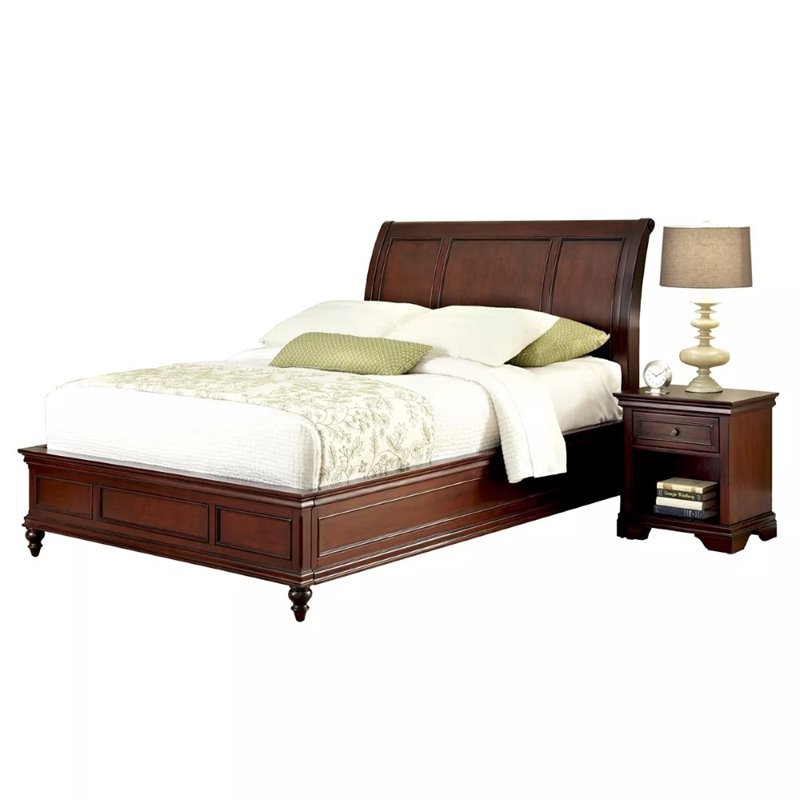 Home Styles Lafayette Queen Sleigh Bed and Night Stand in Rich Cherry ...