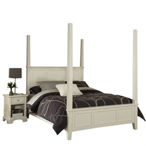 home styles naples poster bed and night stand in white