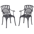 Homestyles Grenada Aluminum Outdoor Chair Pair in Charcoal
