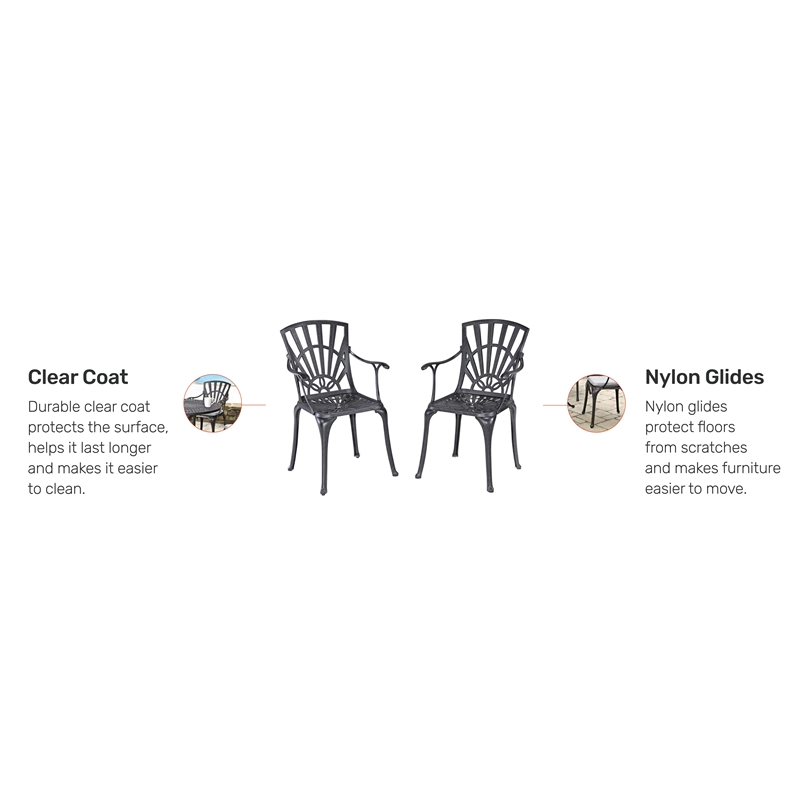 Homestyles Grenada Aluminum Outdoor Chair Pair in Charcoal