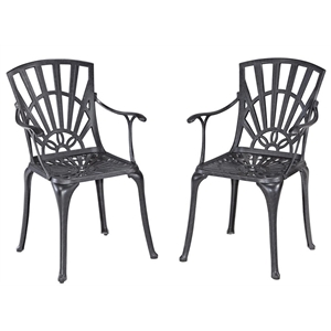 Homestyles Grenada Aluminum Outdoor Chair Pair in Charcoal