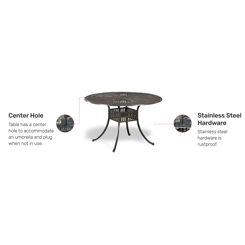 Homestyles Grenada Aluminum Outdoor Dining Table in Charcoal