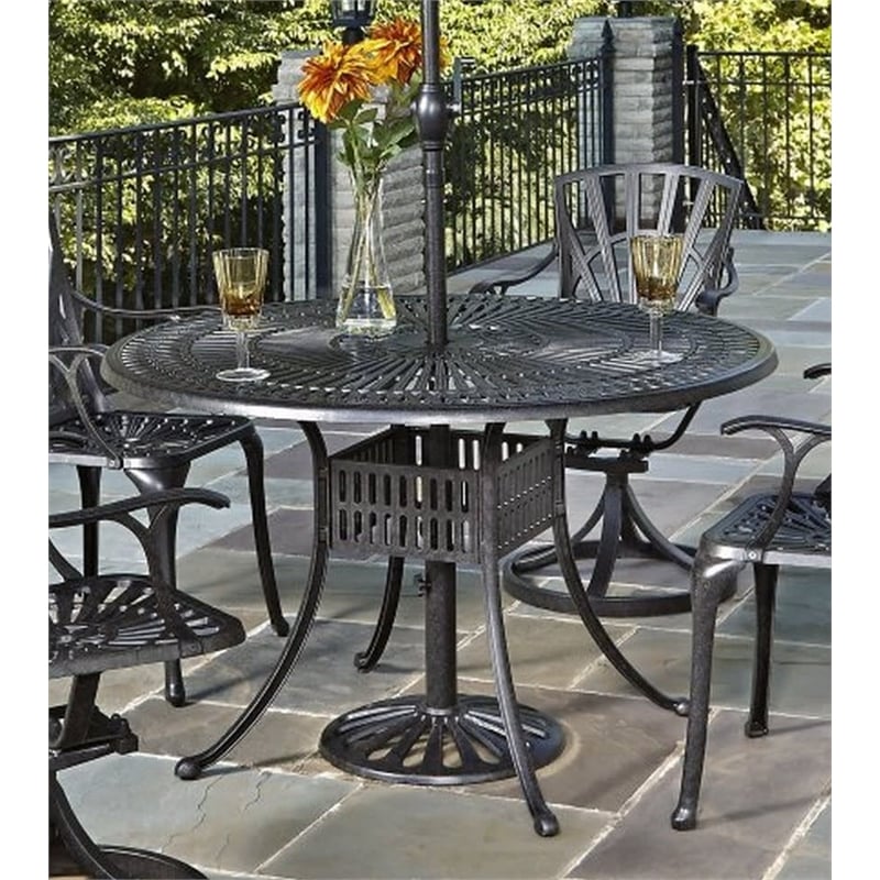 Homestyles Grenada Aluminum Outdoor Dining Table in Charcoal