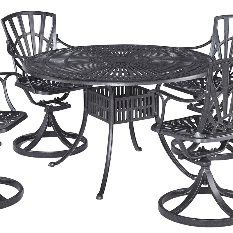 Homestyles Grenada Aluminum Outdoor Dining Table in Charcoal