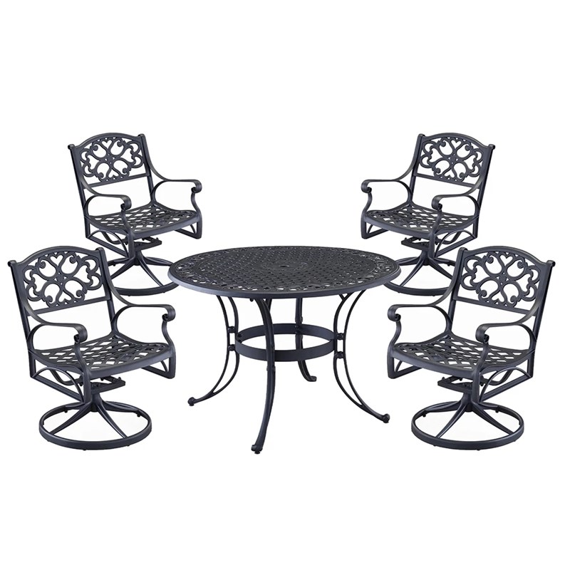 Homestyles Sanibel Aluminum 5 Piece Outdoor Dining Set in Black