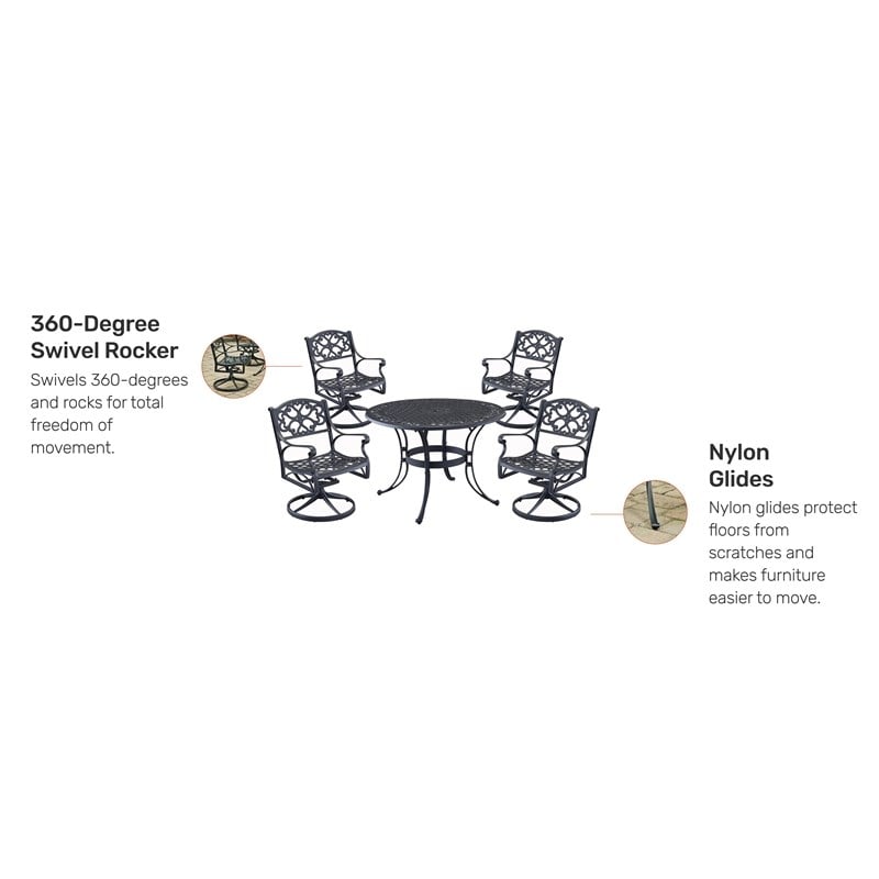 Homestyles Sanibel Aluminum 5 Piece Outdoor Dining Set in Black
