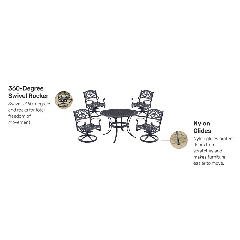 Homestyles Sanibel Aluminum 5 Piece Outdoor Dining Set in Black