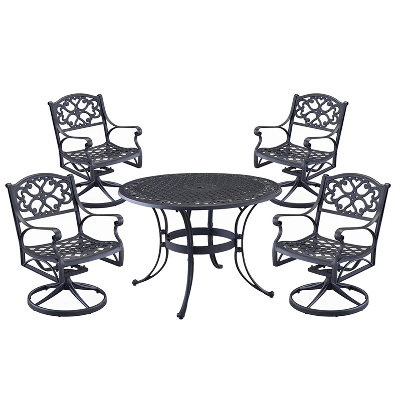 Homestyles Sanibel Aluminum 5 Piece Outdoor Dining Set in Black