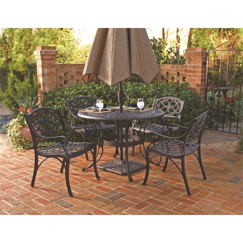 Homestyles Sanibel Aluminum Outdoor Dining Table in Black