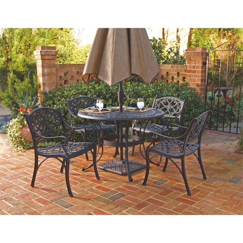 Homestyles Sanibel Aluminum Outdoor Dining Table in Black