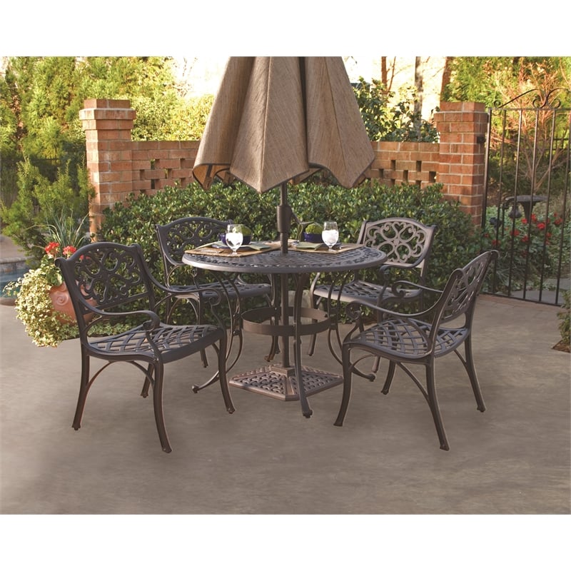 Homestyles Sanibel Aluminum Outdoor Dining Table in Black