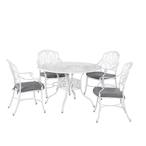 Homestyles Capri Aluminum 5 Piece Outdoor Dining Set in White