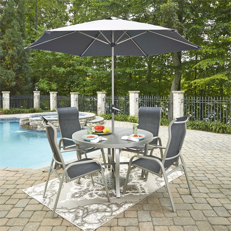 Homestyles Captiva Aluminum Outdoor Chair Pair in Gray