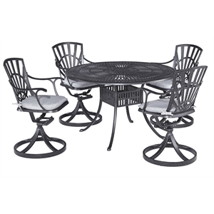 Homestyles Grenada Cast Aluminum 5-Piece Outdoor Patio Dining Set in Charcoal