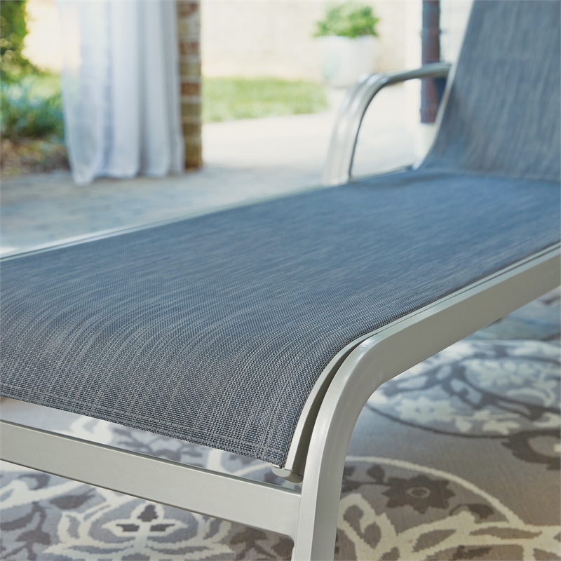 Homestyles Captiva Aluminum Outdoor Chaise Lounge in Gray