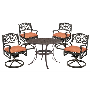 Homestyles Sanibel Cast Aluminum 5Pc Outdoor Dining Set w/Swivel Chair in Bronze