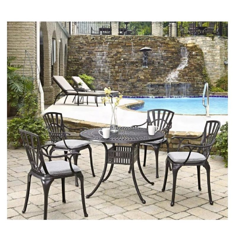 Homestyles Grenada Aluminum 5 Piece Outdoor Dining Set in Charcoal