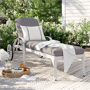 Homestyles Capri Aluminum Outdoor Chaise Lounge in White