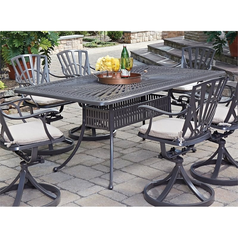 Homestyles Grenada Aluminum Outdoor Dining Table in Khaki Gray