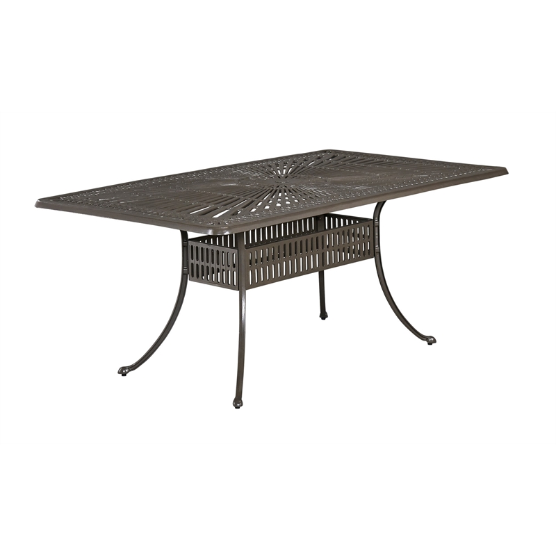 Homestyles Grenada Aluminum Outdoor Dining Table in Khaki Gray