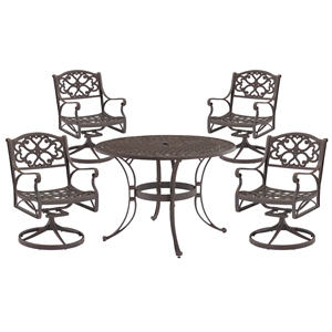 homestyles sanibel aluminum 5 piece outdoor dining set in bronze