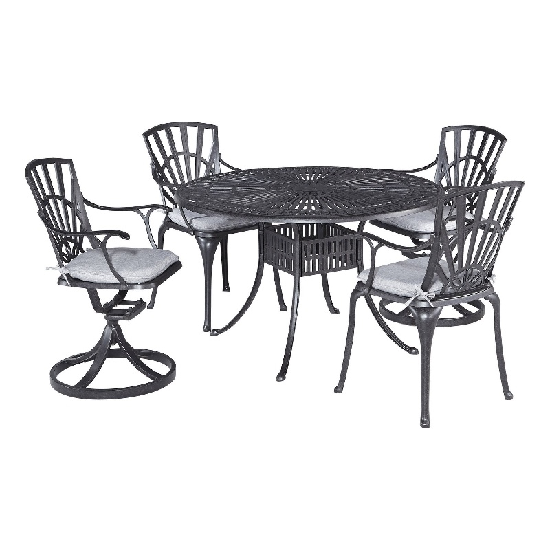 Homestyles Grenada Aluminum 5 Piece Outdoor Dining Set in Charcoal