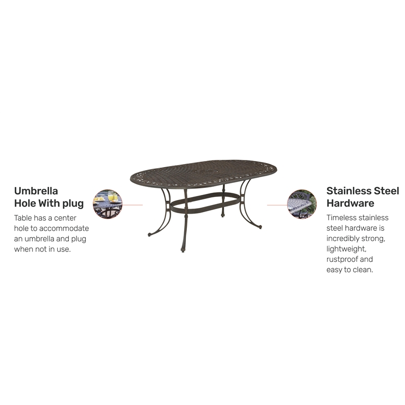 Homestyles Sanibel Aluminum Outdoor Dining Table in Bronze