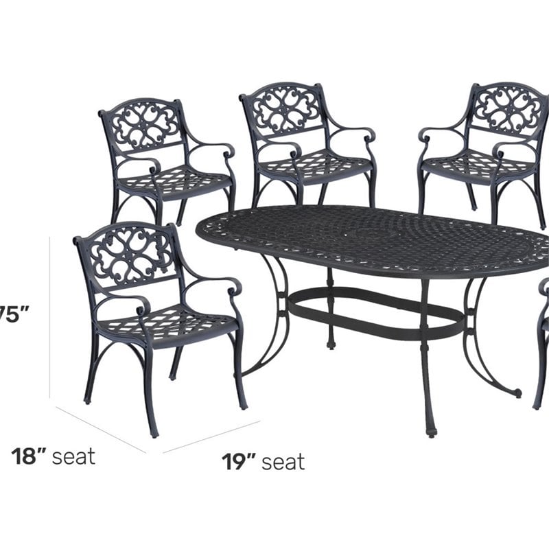 Homestyles Sanibel Aluminum 7 Piece Outdoor Dining Set in Black